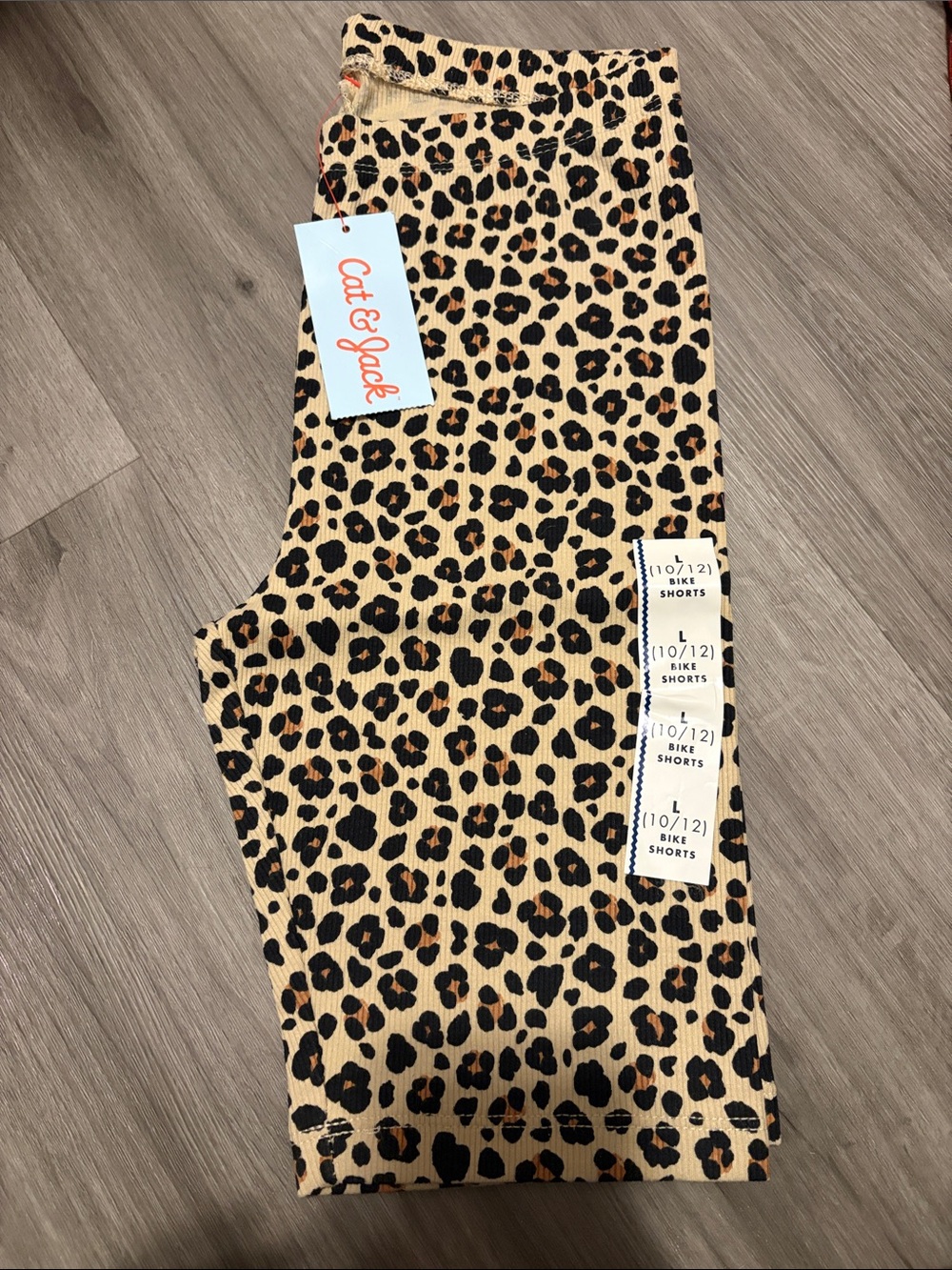 Cat & Jack Leopard Print Bike Shorts - Tan and Black